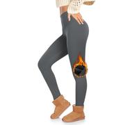 ACTINPUT Thermal Leggings Women High Waisted Thick Fleece Lined Leggings Long Winter Warm Stretchy Leggings Tights Dark Grey