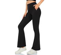 ACTINPUT Yoga Pants for Women Flared Leggings High Waisted Bootcut Black Stretchy Trousers with Pockets Workout Exercise Pilates Leggings Long & Tall Sweatpants Womens My Recent Orders(Black,L)
