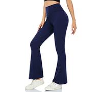 ACTINPUT Yoga Pants for Women Flared Leggings High Waisted Bootcut Black Stretchy Trousers with Pockets Workout Exercise Pilates Leggings Long & Tall Sweatpants Womens My Recent Orders(Navy Blue,L)