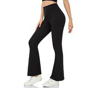 ACTINPUT Yoga Pants for Women Flared Leggings High Waisted Bootcut Black Stretchy Trousers Women's Workout Bootleg Leggings Full Length 70s Disco Clothes Modest Gym wear Ladies My Orders(Black,S)