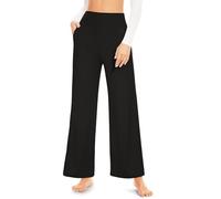 ACTINPUT Yoga Pants for Women Wide Leg Trousers with Pockets Ladies High Waisted Stretch Work Gym Joggers Casual Loose Lounge Pants(Black,XXL)