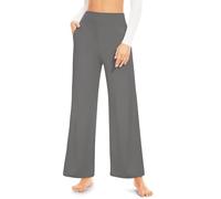 ACTINPUT Yoga Pants for Women Wide Leg Trousers with Pockets Ladies High Waisted Stretch Work Gym Joggers Casual Loose Lounge Pants(Dark Grey,M)