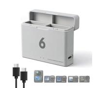 Action 6/5 Pro/4/3/OSMO 360 Battery Fast Charger, PD 9V Input, Portable Charging Case with USB-C to C Cable, Universal for DJI OSMO Action 6, 5 Pro, 4, 3,OS MO 360 Camera
