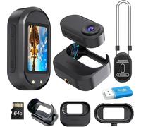 Action Camera 1080P, 64G Mini Body Camera Bike Motorcycle Helmet | HD Portable 360° Camera 120° Wide Angle, Magnetic Charging, for Sports, Work, Travel(SD Card Included)