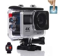 Action Camera 4K HD 2 Inch Dual Screen Eis Touchscreen Remote Control WIFI Waterproof 30M Con Remote Control, Built-in Electronic Image Stabilization, Aquatic Photo Camera, Easy to Operate,Silver