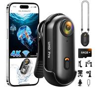 Action Camera 4K,Upgrade POV Camera WiFi with 64GB Card,Thumb Snap Cam with Waterproof Case,Wearable Sports Snapcam,Mini Body Camera for Running Motorcycle Vlogging Diving Horse Riding