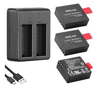 Action Camera Battery 3-Pack & Charger for Select Cams, Square-Edge | 1350mAh Rechargeable Batteries Compatible for Campark, Crosstour, APEMAN, Victure, Rollei 372, WOLFANG GA100, SJ4000, S009
