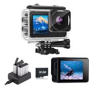 Action Camera with 32GB Memory Card Waterproof Cameras 4*Zoom Dual Screen 131FT(40m) Waterproof Underwater Camera with 2X Batteries and Multifunctional Accessories Action Cam