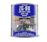 Action Can 2026 ZG-90 Black Anti-Rust Galvanised Metal Paint 900ml RAL 9005 Brush Rust Corrosion Protection