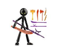 Action Figure, Collectable Model Action Figure, Assembleable Stickmans Toys Stop Motion Figures Set with 7 Weapons, Movable Stick Mans Figures Hand Puppets Detachable (Black)