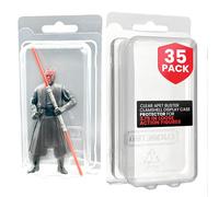 Action Figure Display Case Protector - Blister Clamshell for 3.5 in Loose Action Figures 35 Pack - Clear APET Plastic - Fits Star Wars, Marvel, G.I. Joe - Holes for Peg Boards - Durable Display Case