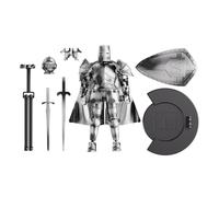 Action Figure Model - Articulated Robot Knight Sculpture, Armored Warrior Toy with Rotating Hood and Flexible Joints | Metal Details, Ideal Shelf Ornament, Piece Enthusiasts