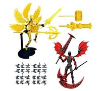 Action Figure Set - Aesthetic Robot Decor, 2-Piece Assembled Set with Detachable Wings, 3D Printed Precision Joints, Stress Reliever Grip, Desktop Display for Collector Living Room Bedroom