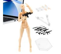 Action Figure - Unprinted, Skin-Coloured, Movable PVC Figure with 30 Movable Joints, DIY Collectible for Drawing, Sketching and Artistic Purposes, Male and Female, 13 x 27.5 cm
