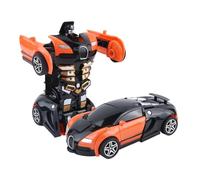 Action Figure Vehicle System - Robot Transforming Car Playset, Friction Powered Pull Back Racing Toy, Educational Mechanical Learning Activity Model, Interactive Conversion Adventure Kit | Children