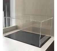 Action Figures Collection Clear Display Box, Extra Large Acrylic Countertop Organizer Box Display Case 10 15 20 25 30 35 40 45 50 55 60 65 70 Cm, for Toys Doll Hat Model Train ( Color : Black base , S