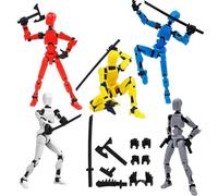 Action Figures Set of 5 T13, Mini Legends Figures with Movable Joints for Stop Motion Animation, Deskop Decoration and Collectors, Dummy 13 Action Figures in Five Colours with Weapons and Hand Types