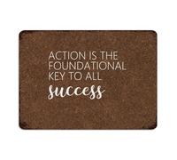 Action Is The Foundational Key to All Success Personalized Metal Tin Sign Rustic Home Wall Art Plaques Home Decor Garage Signs for Cabin Bedroom Coffee Bar 10x14 Inch