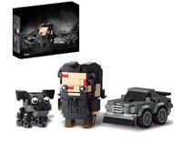 Action Movie Figure & Muscle Car Building Kit, Tactical Assassin and Dog Buildable Characters Compatible with LEGO for Adults, Men's Desk Decor & Gifts for Car Lovers, 480 Pcs