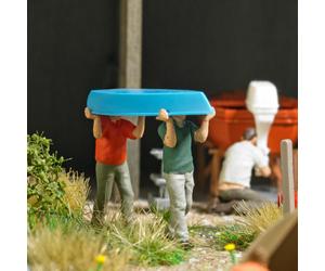 Action set : 2 Men carrying a boat HO/OO Gauge - Busch 79817