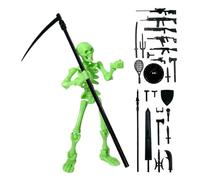 Action Skeleton Figure - 25cm Poseable Toy, Realistic Jointed Horror Statue, Collectible Mini Skeleton With Accessories, Role Playing Decor For Halloween Christmas Party Desks Shelves Display