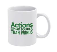 Actions Speak Louder Than Words Coffee Cups Novelty Cup Ceramic Tea Mug 330Ml for Restaurant Office Hot Chocolate