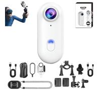 ActionSnap-4K Thumb Action Camera,Mini Body Camera ActionCam With Audio&Video,Go Snap Cameras with 4k/1080p,170° Wide Angle,Mount Anywhere For Work Travel Pet Walk (White-4KStandard,128G)
