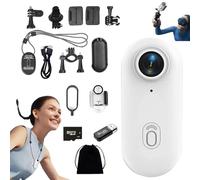 ActionSnap-Thumb Action Camera, 4k Thumb Action Camera, 2025 New ActionSnap Camera, Smallest High-Res Camera in The World, Waterproof Case, Magnetic Clip, for Travel, Life Records (White, 128G Card)