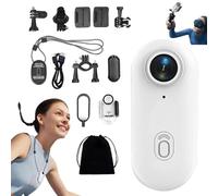 ActionSnap-Thumb Action Camera, 4k Thumb Action Camera, 2025 New ActionSnap Camera, Smallest High-Res Camera in The World, Waterproof Case, Magnetic Clip, for Travel, Life Records (White, No SD Card)