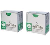 actiTube 17550 2 x Activated Carbon Filter in Box of 50 2 x 50 100 Activated Carbon Slim Filter, Carbon, Silver, 5 x 4 x 3 cm, 2 Units