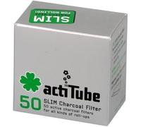 actiTube Slim Activated Carbon, 4 x Box of 50 = 4 x 50 = 200 Filters, Silver, 1-Pack