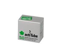actiTube Slim Activated Carbon, 4 x Box of 50 = 4 x 50 = 200 Filters, Silver, 1-Pack