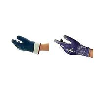 ActivArmr 27-805 Heavy Duty Work Gloves, Waterproof and Oil Repellent, Blue, Size XL (12 Pairs) + HyFlex 11-561 Cut Resistant Work Gloves, Industrial Safety Gloves, Size XL (1 Pair)