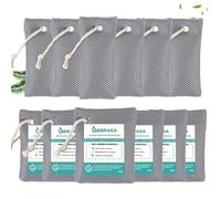 Activated Bamboo Charcoal Air Purifying Bags, Nature Fresh Air Purifier Bags,12 Pack Odor Eliminator, Activated Charcoal Odour Absorber for Room, Closet, Shoe, Car Air freshener (75g*6+200g*6)