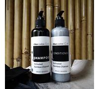 Activated Bamboo Charcoal Shampoo and Conditioner Set with Ylang-Ylang and Peppermint
