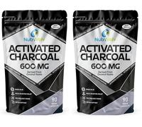 Activated Charcoal 600mg | 90 Capsules | Reduce Flatulence, Gas & Bloating | Detox (Pack of 2)