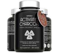 Activated Charcoal Tablets 2000mg - 180 Capsules - Stomach Supplement