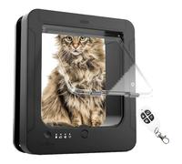 Activated Microchip Cat Flap, Smart Cat Door With 2 Sensor Collars And 1 Remote Control, Opening Size: 7.7 * 8.3 In, For Cat, Puppy Black