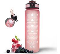 Active 100 1L Water Bottle with Straw, Motivational Time Marking | Dishwasher Safe | Leak-Proof | BPA-Free Drinks Bottle for Fitness, Work, Travel & Outdoor Use