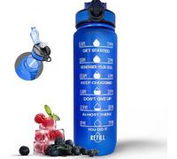 Active 100 1L Water Bottle with Straw, Motivational Time Marking | Dishwasher Safe | Leak-Proof | BPA-Free Drinks Bottle for Fitness, Work, Travel & Outdoor Use