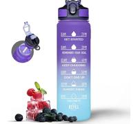 Active 100 1L Water Bottle with Straw, Motivational Time Marking | Dishwasher Safe | Leak-Proof | BPA-Free Drinks Bottle for Fitness, Work, Travel & Outdoor Use