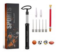 Active 100 Portable Ball Pump with Needle - Hand Pump with Nozzle & Extension Hose, for Football, Basketball, Volleyball, Durable Aluminium-alloy Tube,Ergonomic Design, Fast Air Inflator (Black)