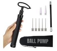 Active 100 Portable Ball Pump with Needle - Hand Pump with Nozzle & Extension Hose, for Football, Basketball, Volleyball, Durable Aluminium-alloy Tube,Ergonomic Design, Fast Air Inflator (Black)