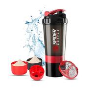 Active 100 Protein Shaker Bottle 500ml With Extra Compartment - Gym Shaker Bottle For Men & Women, Perfect For Protein Shakes & Supplements (Red)