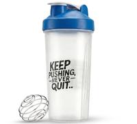 Active 100 Protein Shaker Bottle 600ml, Leakproof with Stainless Steel Wire Mixing Ball, BPA-Free, Dishwasher Safe Gym Shaker for Protein Shakes, Smoothies, Pre-Workout & Supplements (White & Blue)