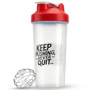 Active 100 Protein Shaker Bottle 600ml, Leakproof with Stainless Steel Wire Mixing Ball, BPA-Free, Dishwasher Safe Gym Shaker for Protein Shakes, Smoothies, Pre-Workout & Supplements (White & Red)
