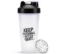 Active 100 Protein Shaker bottle White & Black, 600ml | Wide Mouth, BPA Free, Dishwasher Safe, Non-Drip Shaker for Protein Shakes | Gym Shaker Bottle For Men & Women - For Gym, Cycling, Pre Workout
