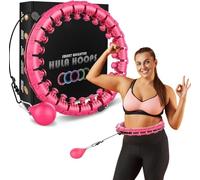 K-MART Smart Hula Ring Hoops, Weighted Hula Circle 24 Detachable Fitness Ring with 360 Degree Auto-Spinning Ball Gymnastics, Massage, Adult Fitness for Weight Loss (Pink) (Mint Green)