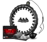 Active 100 Smart Hula Ring Hoops, Weighted Hula Circle 24 Detachable Fitness Ring with 360 Degree Auto-Spinning Ball Gymnastics, Massage, Adult Fitness for Weight Loss (Black)