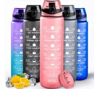 Active 100 Water Bottle 1L Sports Water Bottle with Motivational Time Marke